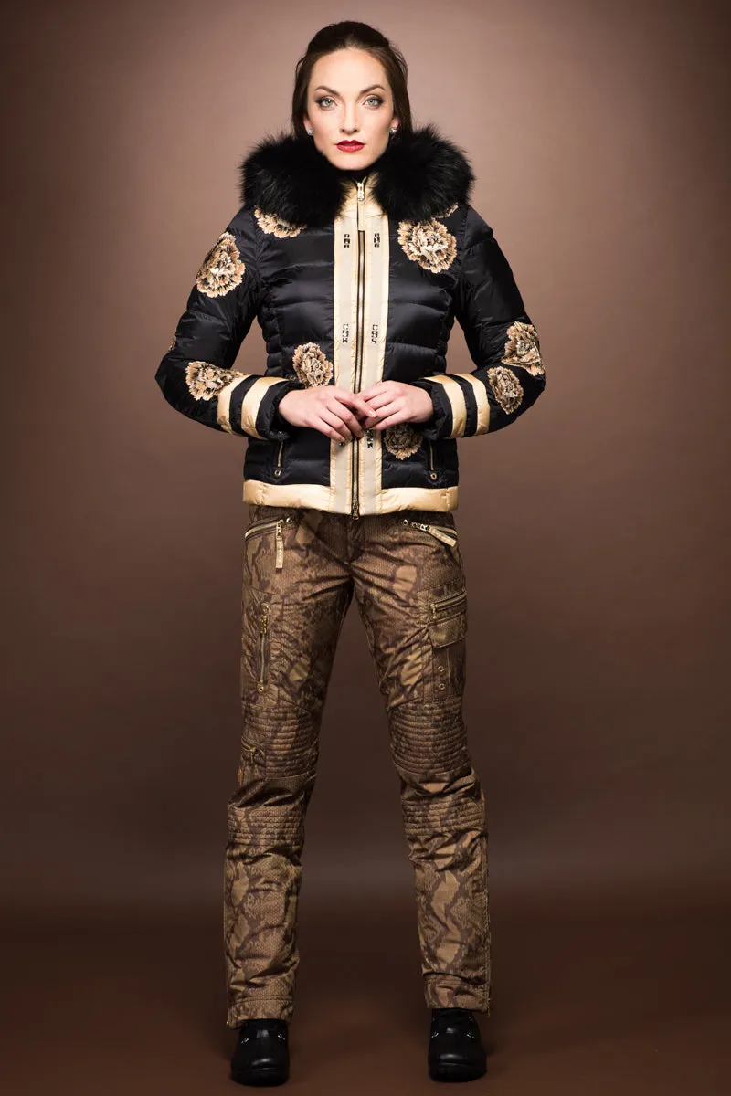 Gwenn Leather Python Print Ski Pants