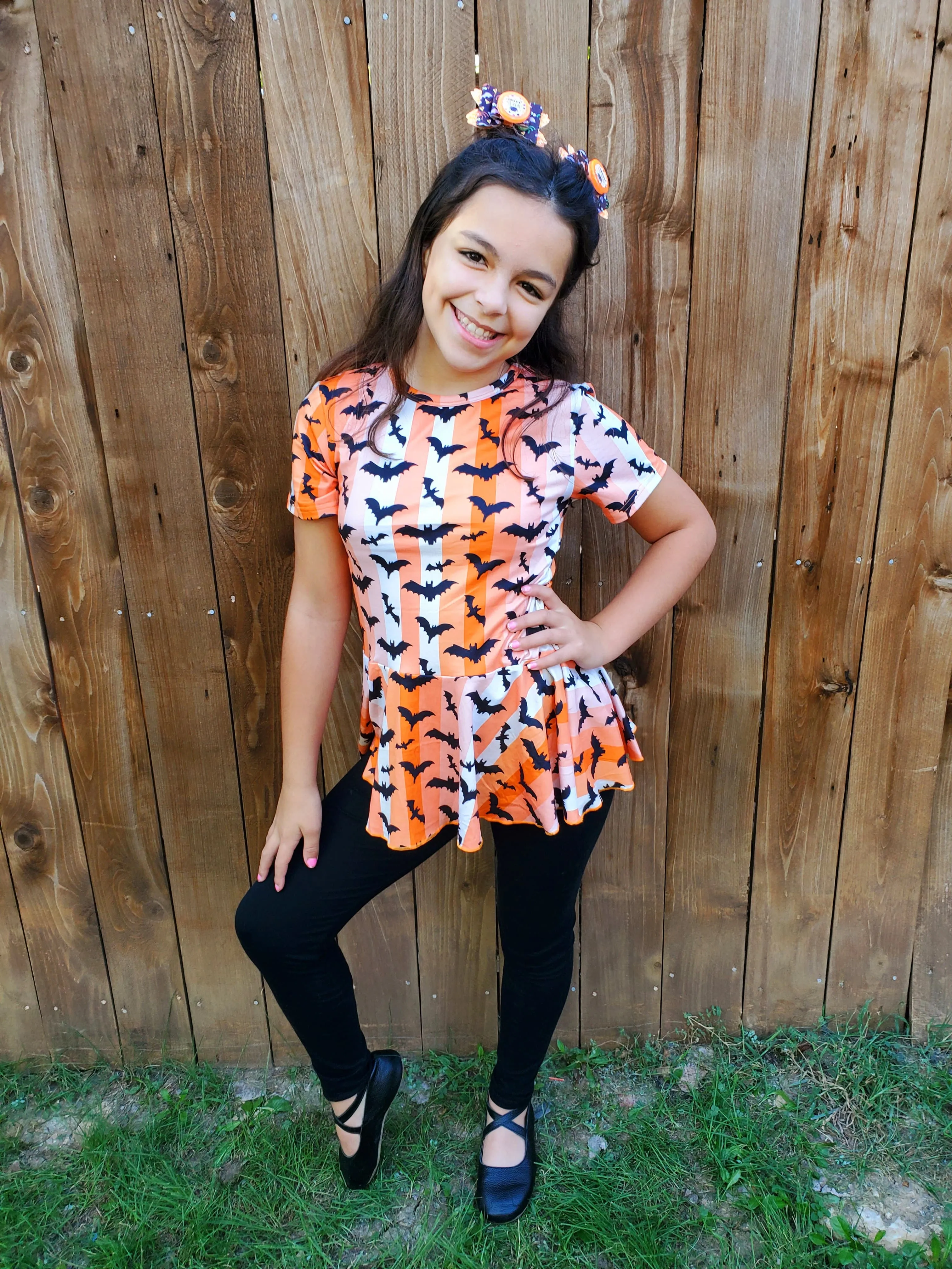HALLOWEEN BATS PEPLUM TOP