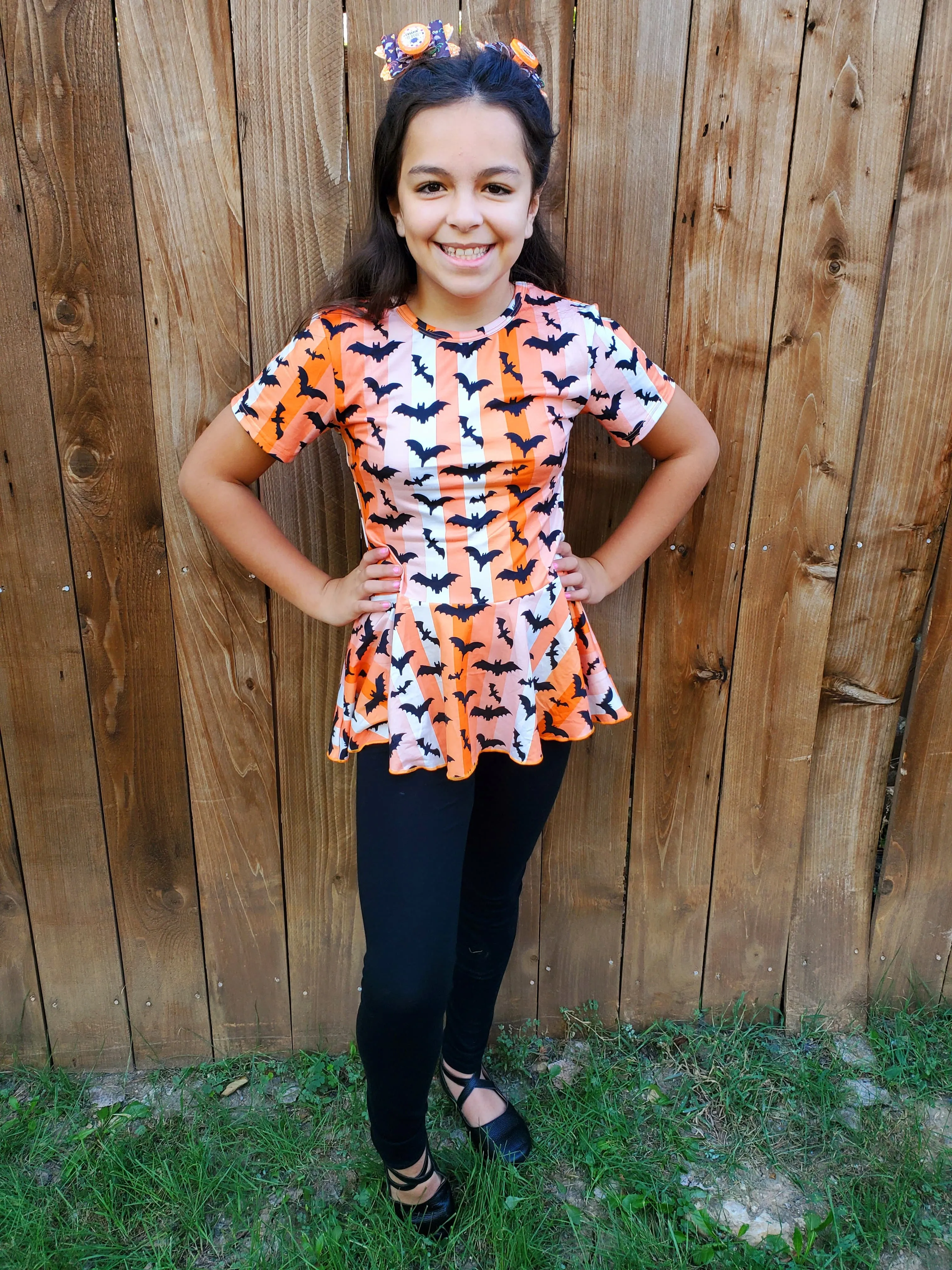 HALLOWEEN BATS PEPLUM TOP
