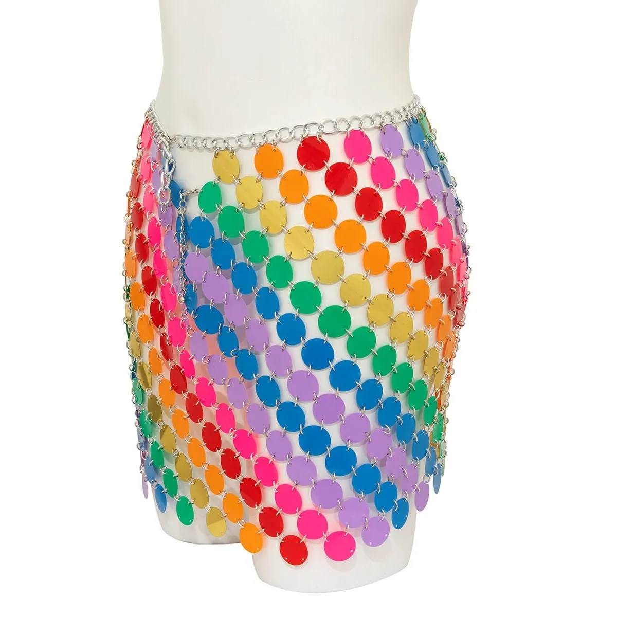 Handmade Glitter Rainbow Sequins Patchwork Nightclub Party Skirt