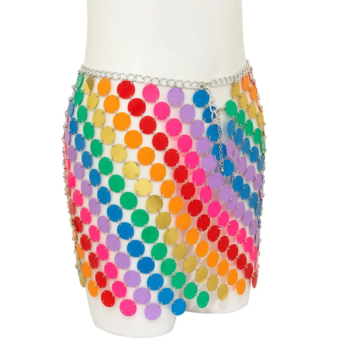Handmade Glitter Rainbow Sequins Patchwork Nightclub Party Skirt