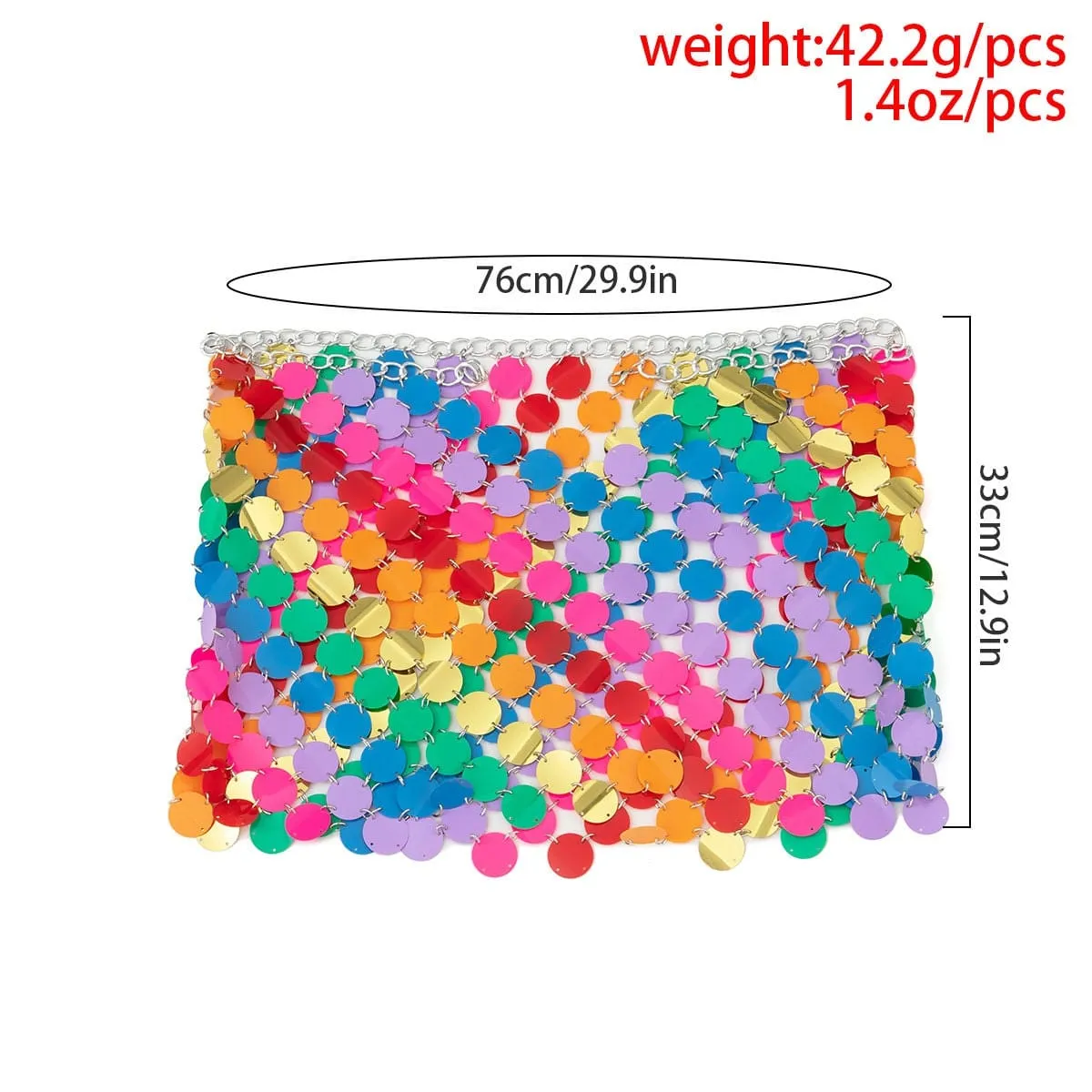 Handmade Glitter Rainbow Sequins Patchwork Nightclub Party Skirt