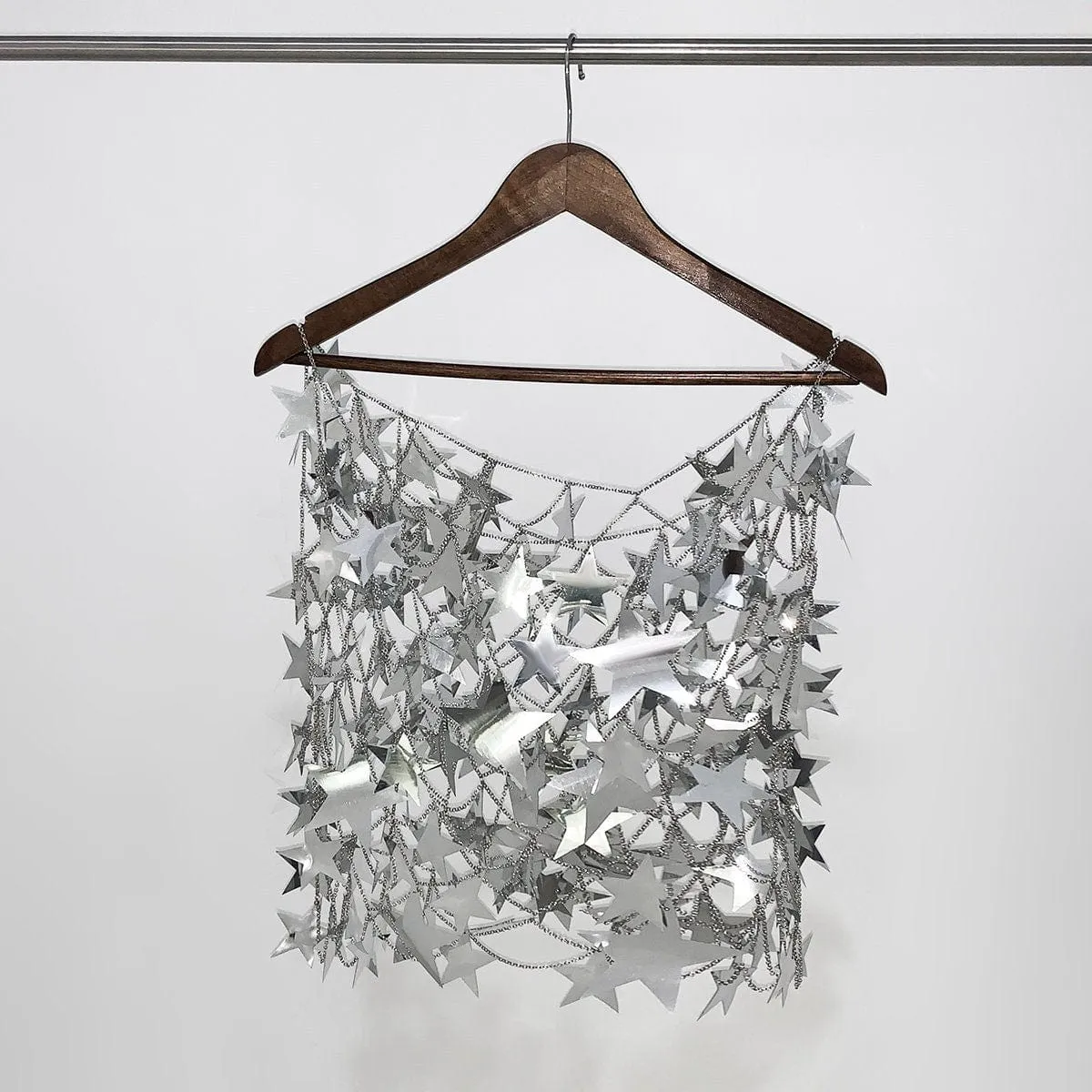 Handmade Squamous Hollow Glitter Star Sequins Strappy Rave Party Skirt