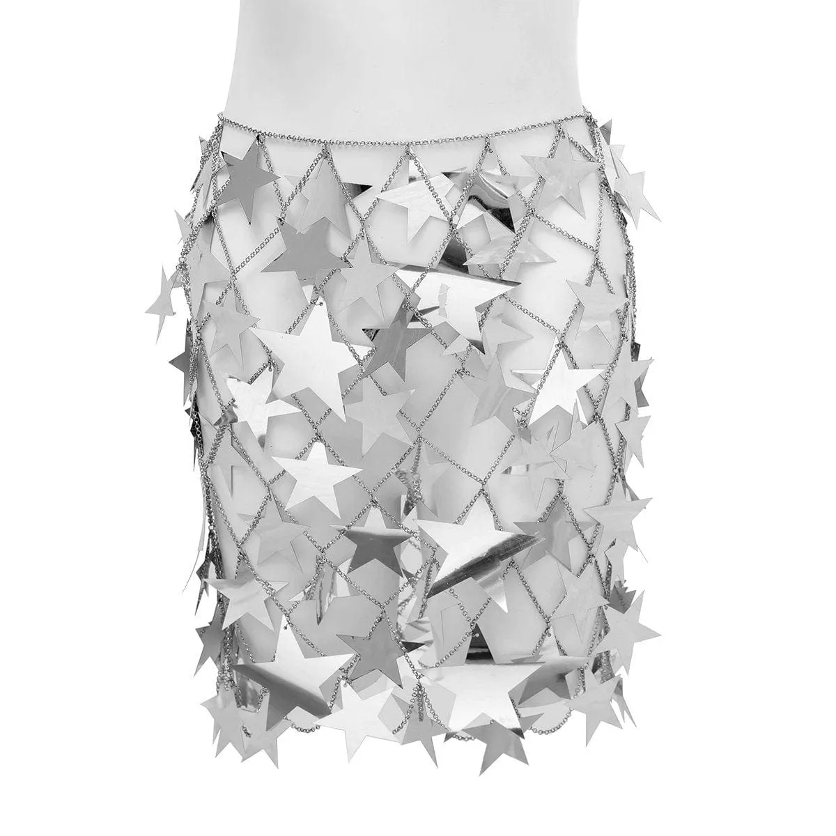 Handmade Squamous Hollow Glitter Star Sequins Strappy Rave Party Skirt