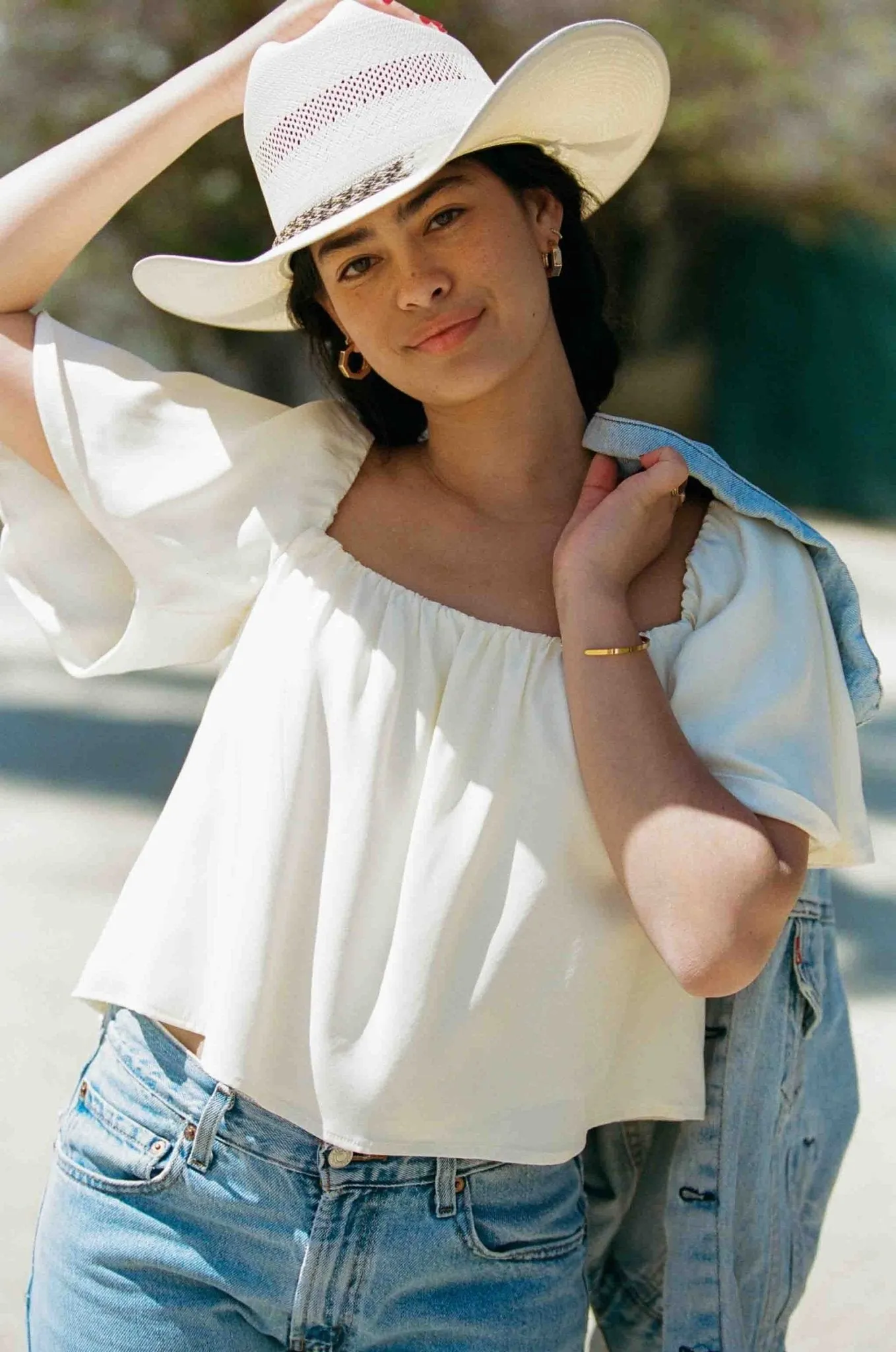 Harlow Top | Ivory silk blouse