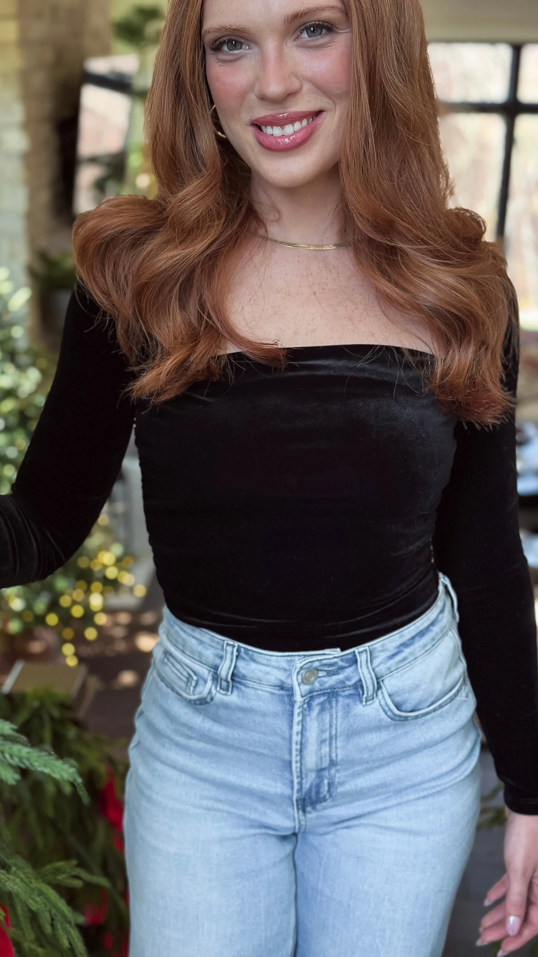 Heart Stopper Velvet Top - Black
