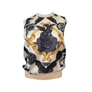 Hermes Cream Horse Print Top