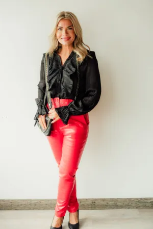 Holly Belted Leather Pants