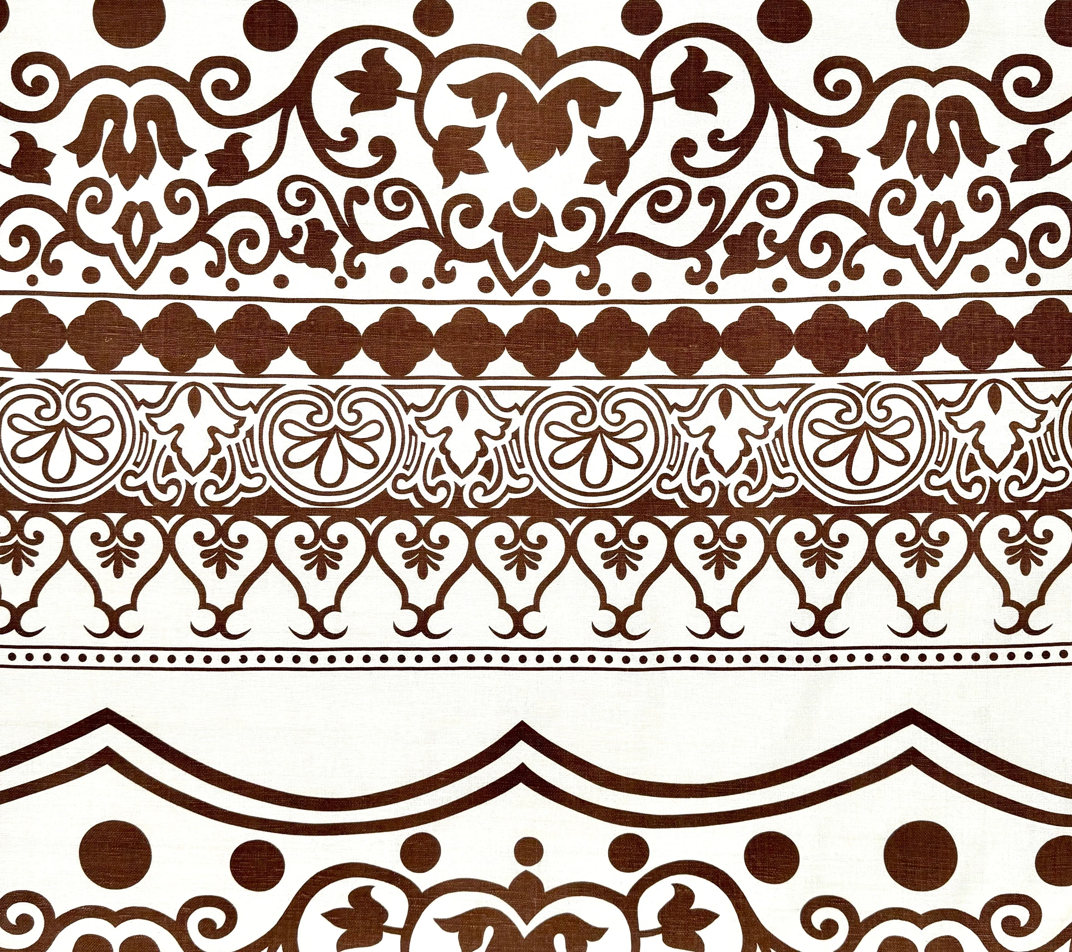 Home Couture Fabric: Carnavale Border - Custom New Tobacco on Silk Matka