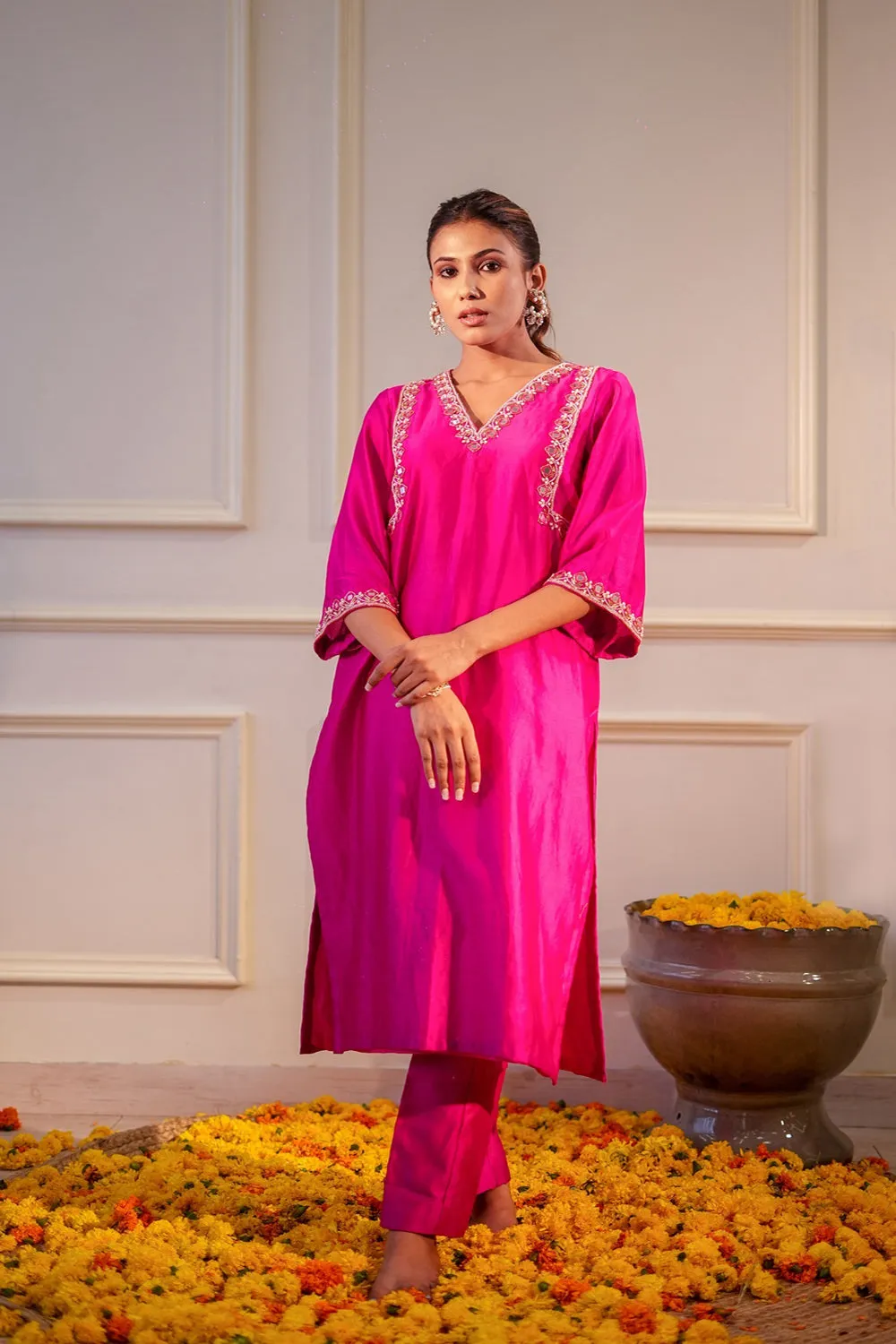 Hot Pink Sequin Kurta Set