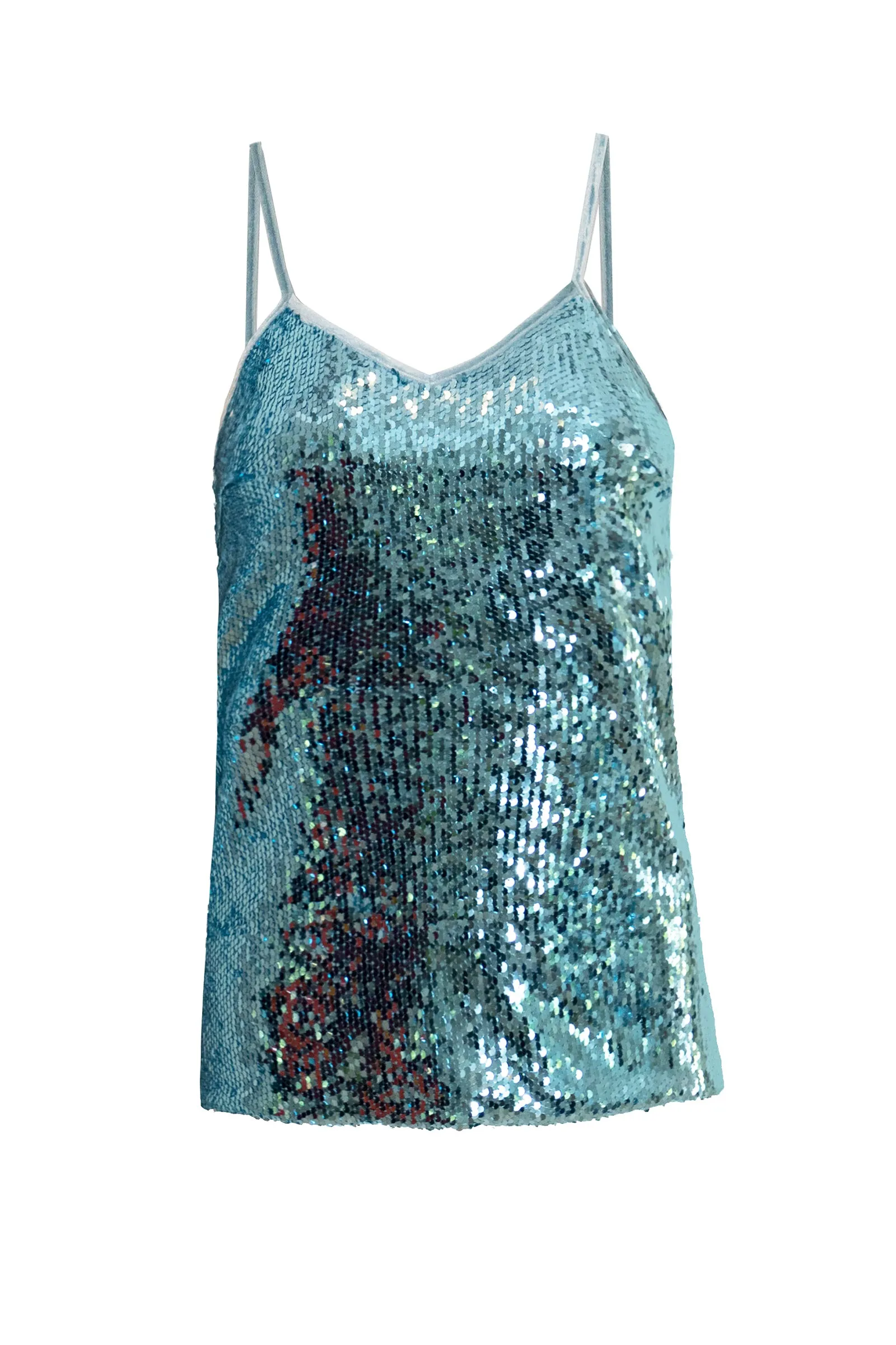Ilona Rich Blue & Silver Sequin Cami Top