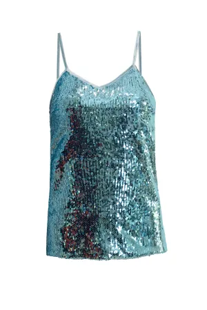 Ilona Rich Blue & Silver Sequin Cami Top