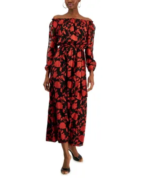 Inc International Concepts Off-The-Shoulder Maxi Dress Fire Red / Black 12