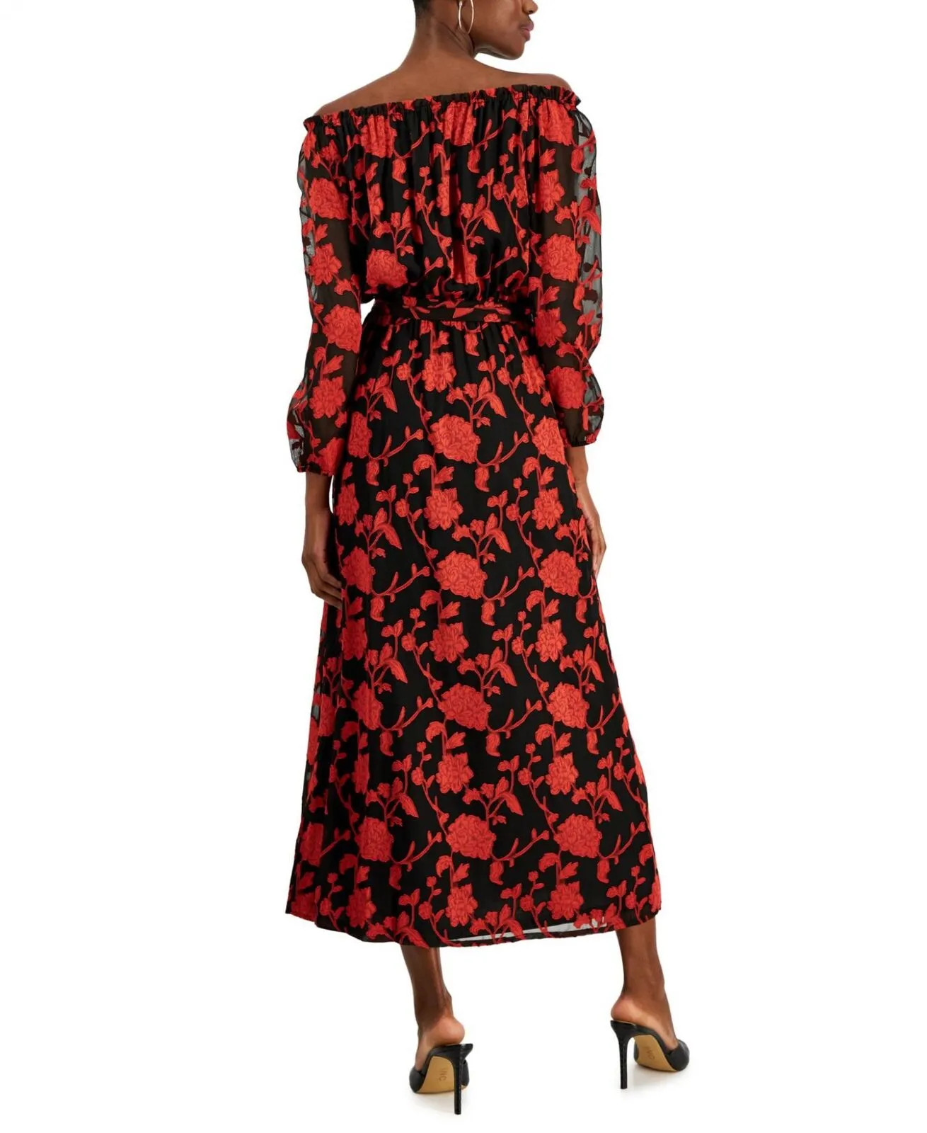 Inc International Concepts Off-The-Shoulder Maxi Dress Fire Red / Black 12