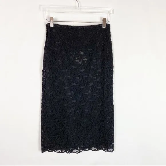 ISABEL de PEDRO BLACK LACE TUBE SKIRT NWT 6