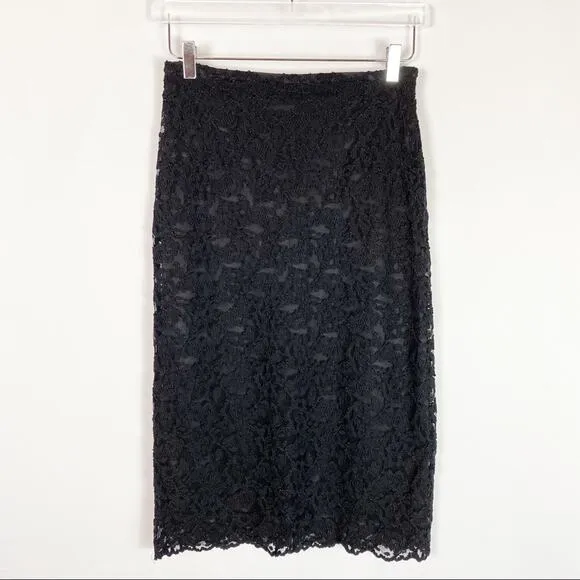 ISABEL de PEDRO BLACK LACE TUBE SKIRT NWT 6