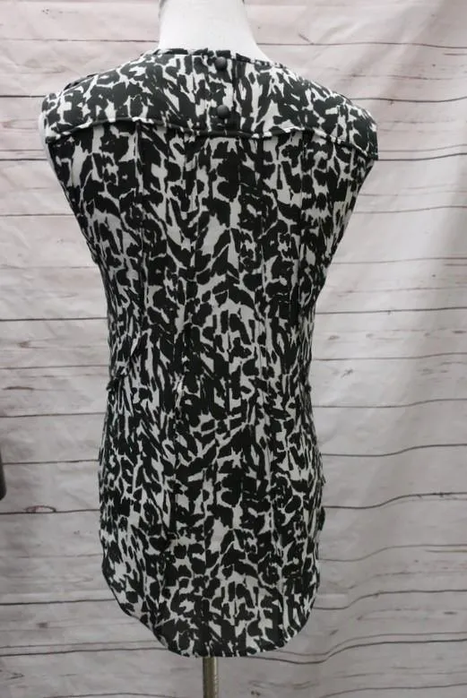 Isabel Marant Blouse Moss White/Black Leopard Print Silk Size 38 Sleeveless Top