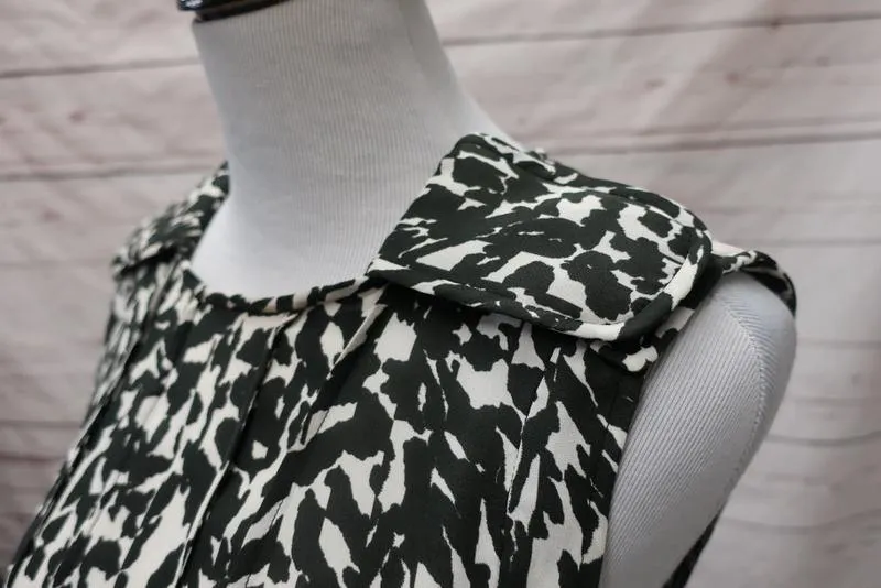 Isabel Marant Blouse Moss White/Black Leopard Print Silk Size 38 Sleeveless Top