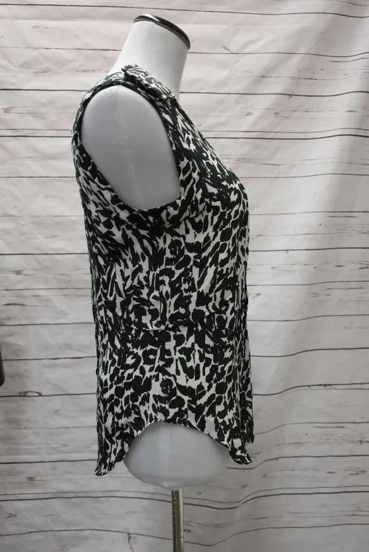 Isabel Marant Blouse Moss White/Black Leopard Print Silk Size 38 Sleeveless Top