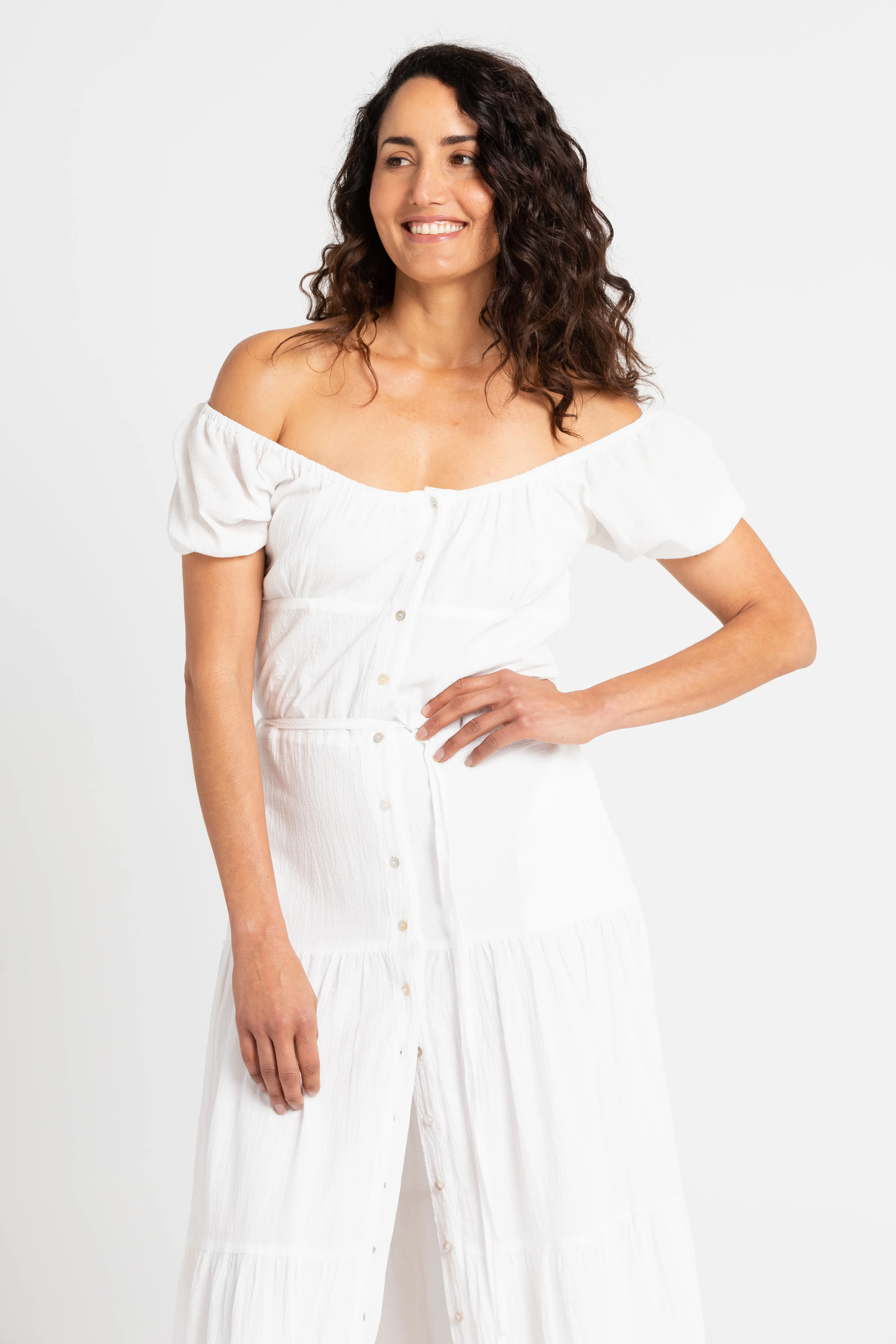 Isabella Off The Shoulder Dress White
