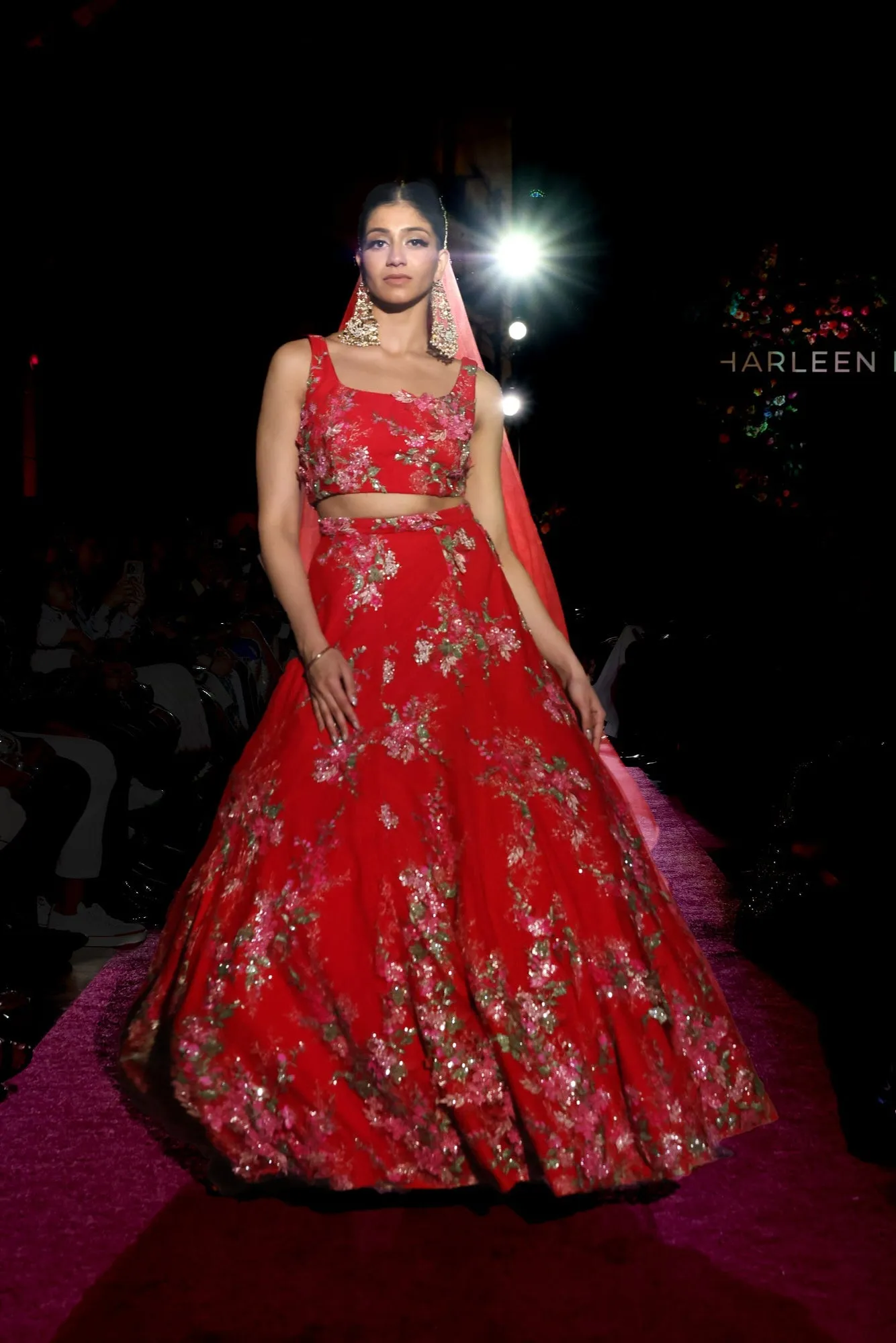 ISHITA Pink and Red Bridal Lehenga Set