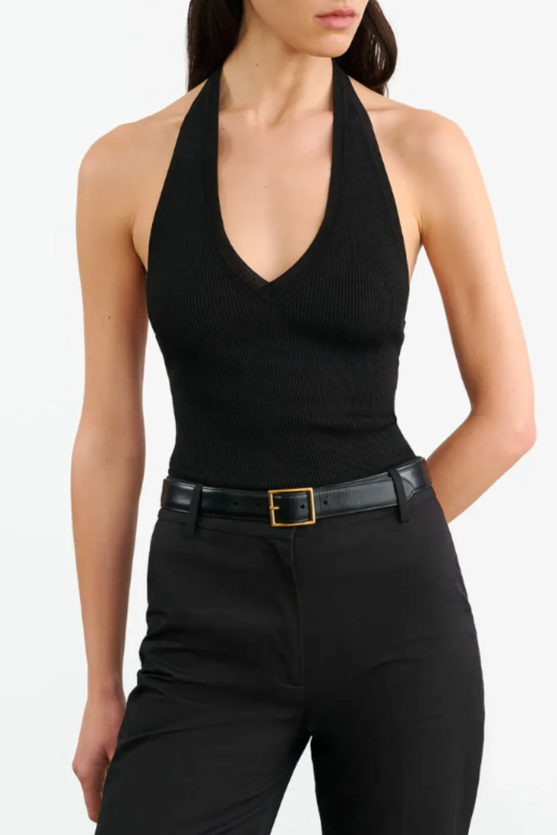 Ivey Silk Halter | Black