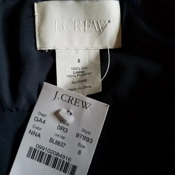 J. Crew Juliet Silk Chiffon Navy Blue Dress Size 8