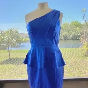 Jessica Simpson Women's One Shoulder Peplum Dress Blue NWT size 6