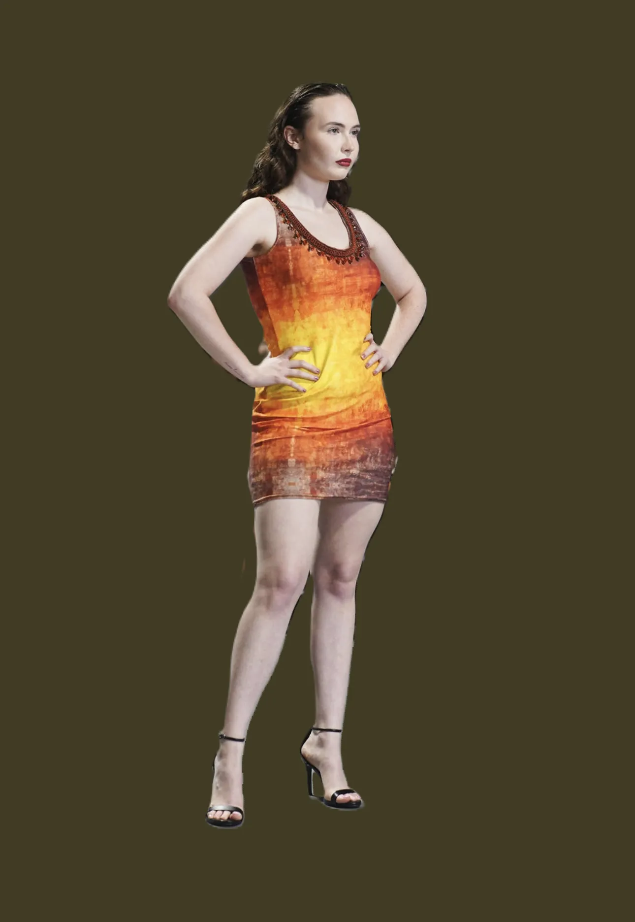 Jeweled  Sunrise Ombre Bodycon Dress