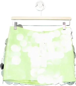 Jonathan Simkhai Lime Sequin Mesh Overlay Mini Skirt UK 6