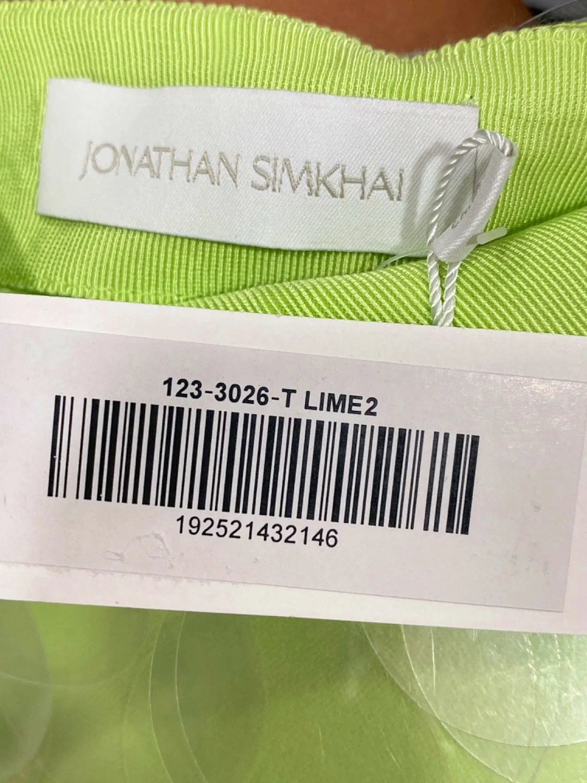Jonathan Simkhai Lime Sequin Mesh Overlay Mini Skirt UK 6