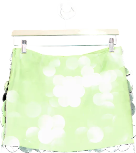 Jonathan Simkhai Lime Sequin Mesh Overlay Mini Skirt UK 6