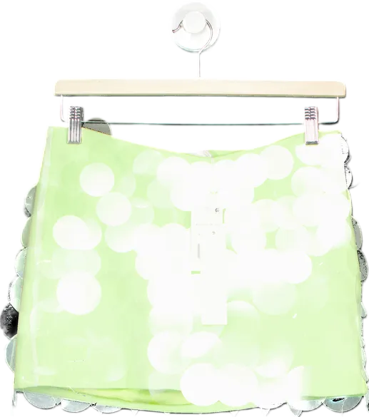 Jonathan Simkhai Lime Sequin Mesh Overlay Mini Skirt UK 6