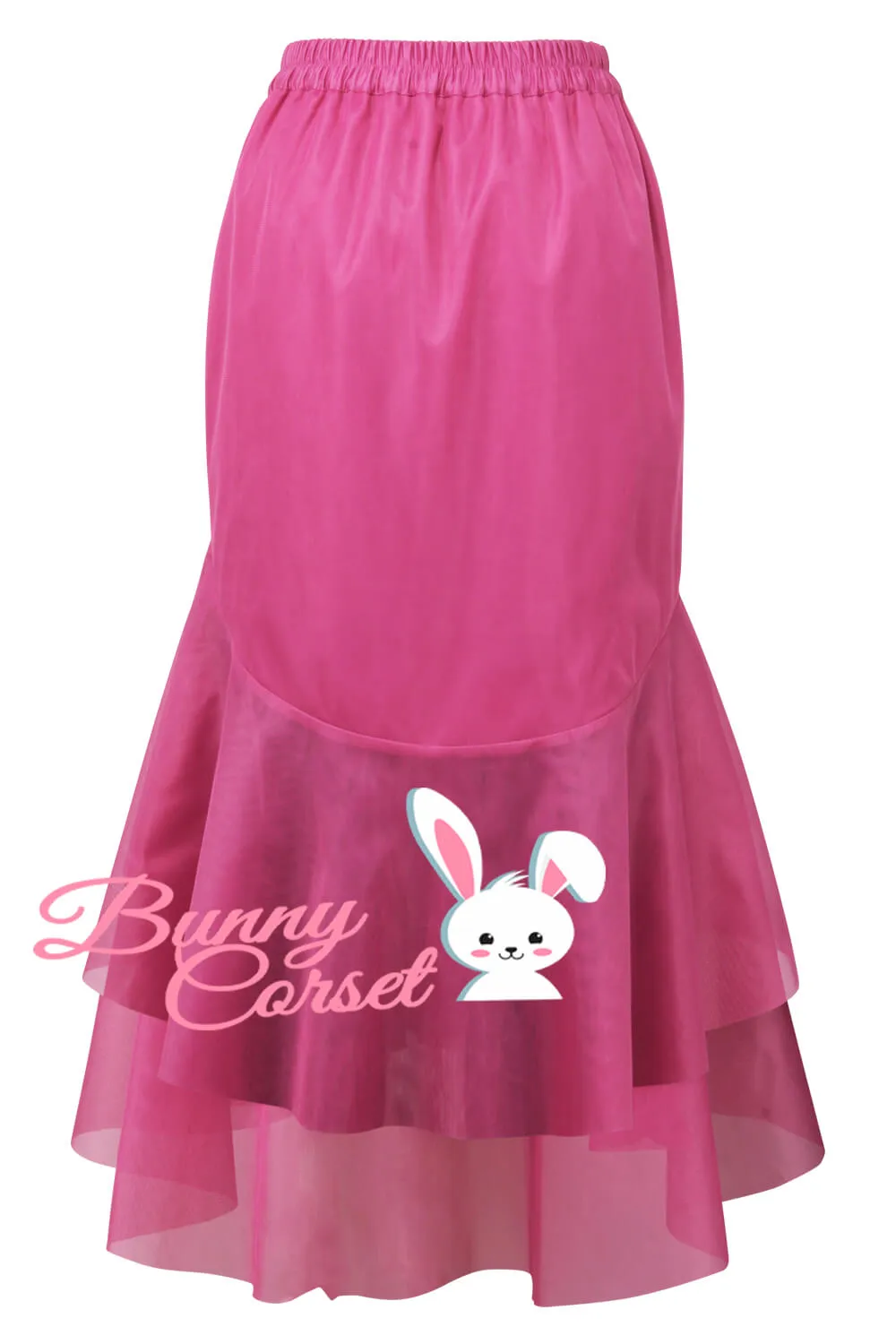 Josie Dark Pink Satin & Mesh Net Elasticated Skirt