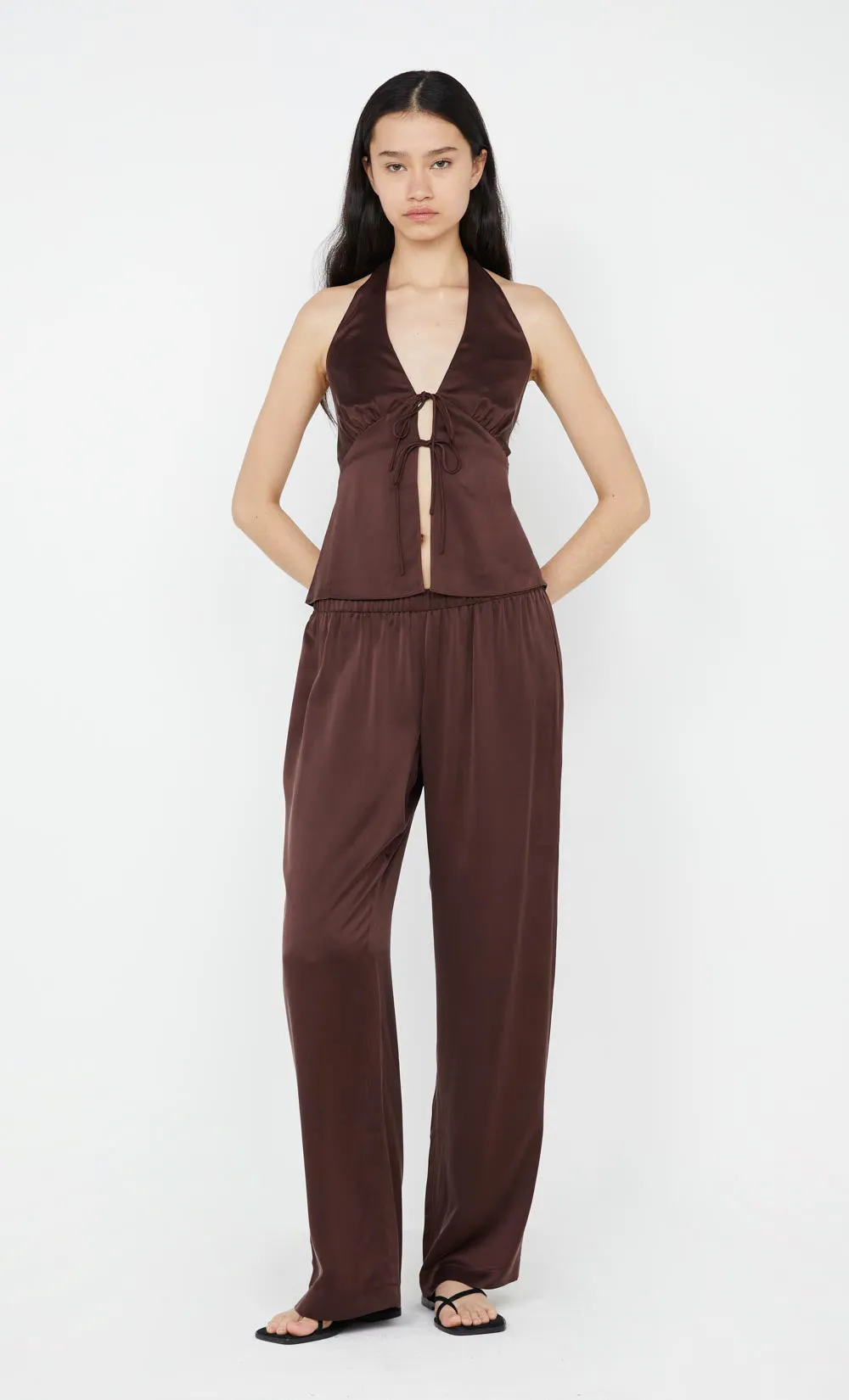 KAIA HALTER TOP - CHOC PLUM