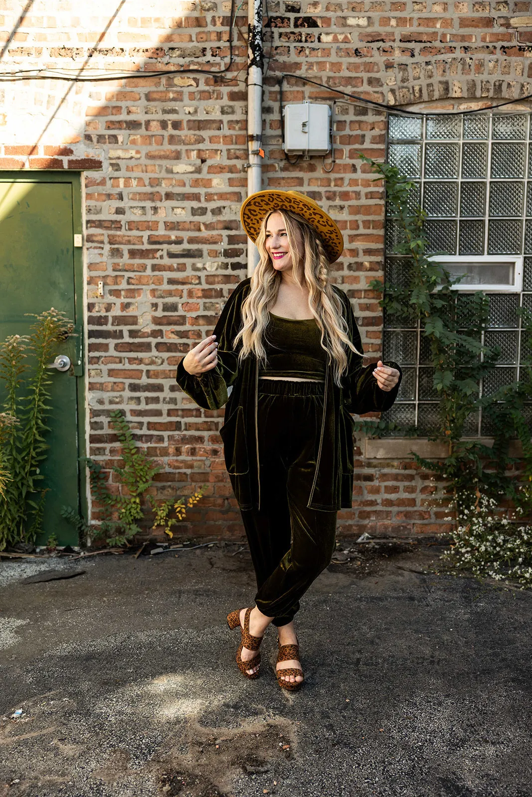 katelyn set in moody olive velvet