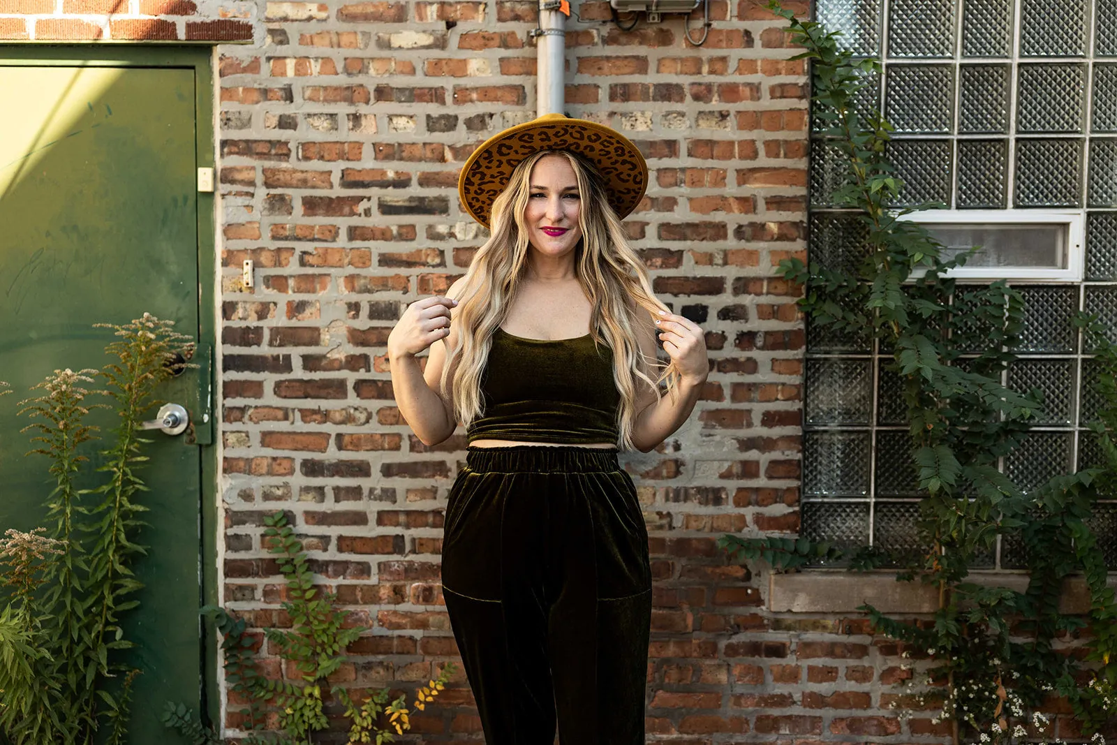 katelyn set in moody olive velvet