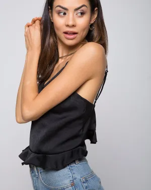 Kelay Cami Top in Satin Black