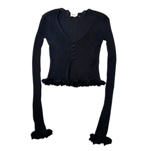 Khaite Black Silk Rib Top, M