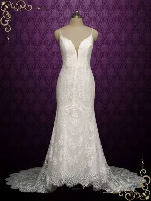 Lace Mermaid Wedding Dress with Lace Back CORDELIA