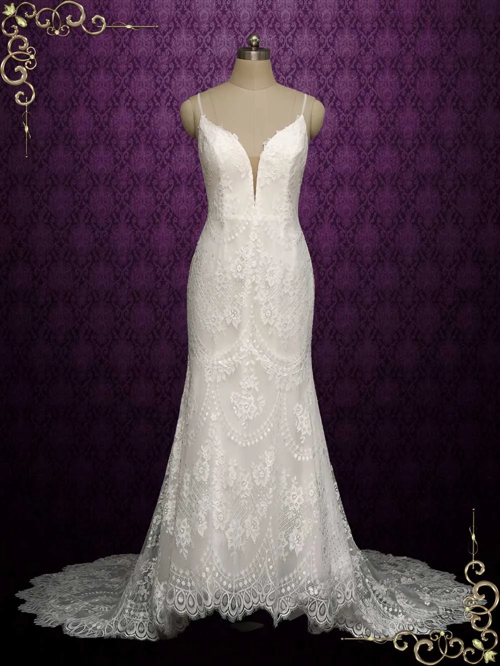 Lace Mermaid Wedding Dress with Lace Back CORDELIA