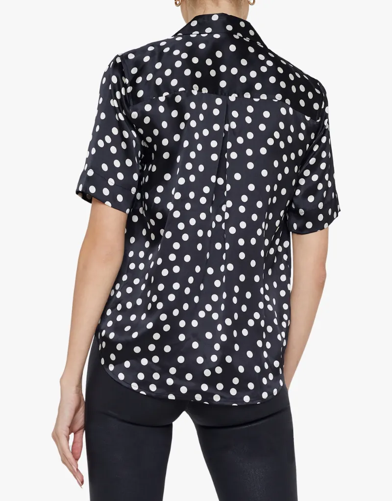 L'agence Ellah Silk Blouse in Black & Ecru Polka Dot
