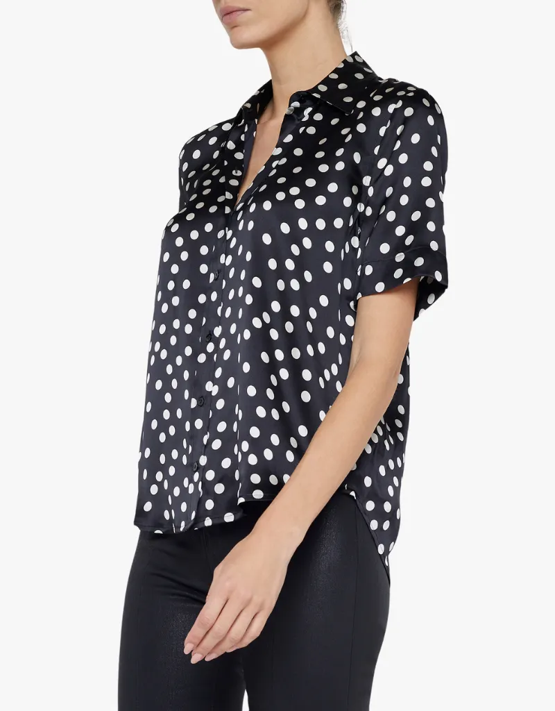 L'agence Ellah Silk Blouse in Black & Ecru Polka Dot