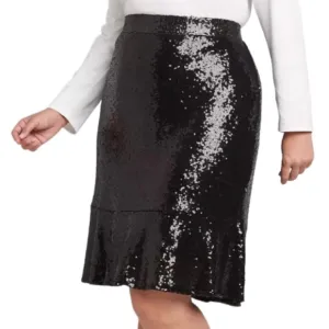 Lane Bryant | Black Sequin Flare Skirt