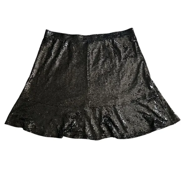 Lane Bryant | Black Sequin Flare Skirt