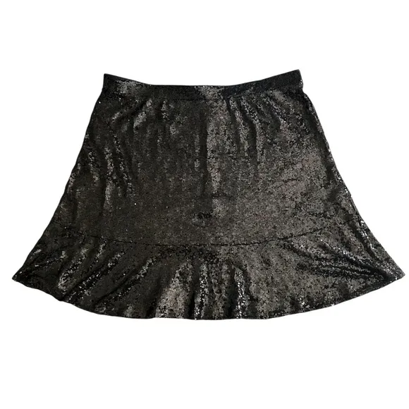 Lane Bryant | Black Sequin Flare Skirt