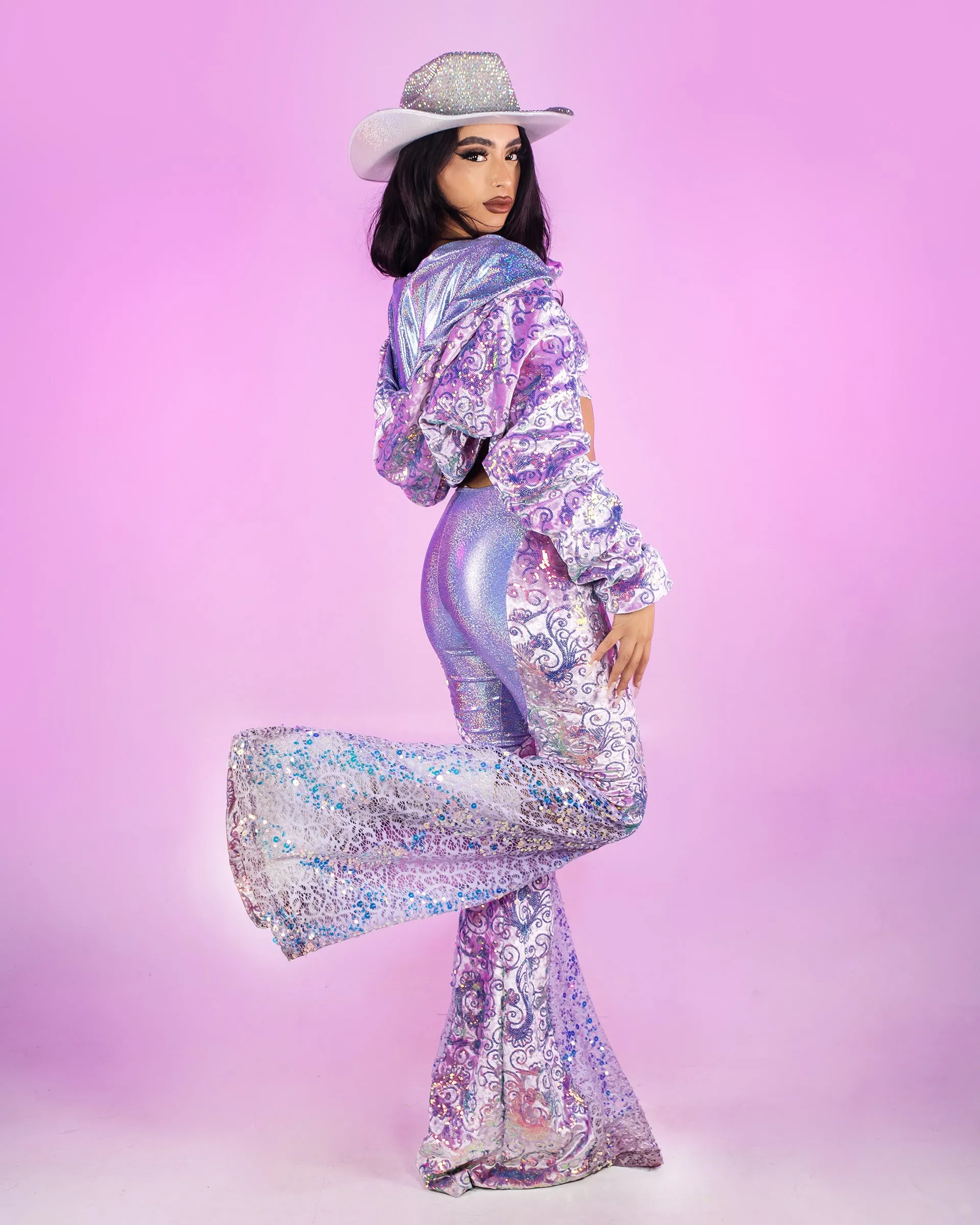 Lavender Cosmic Velvet Bell Bottom