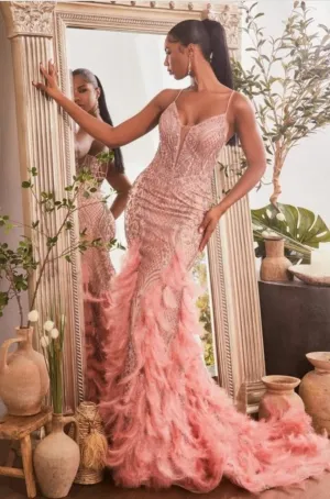 Layla Rose Feathered Mermaid Gown