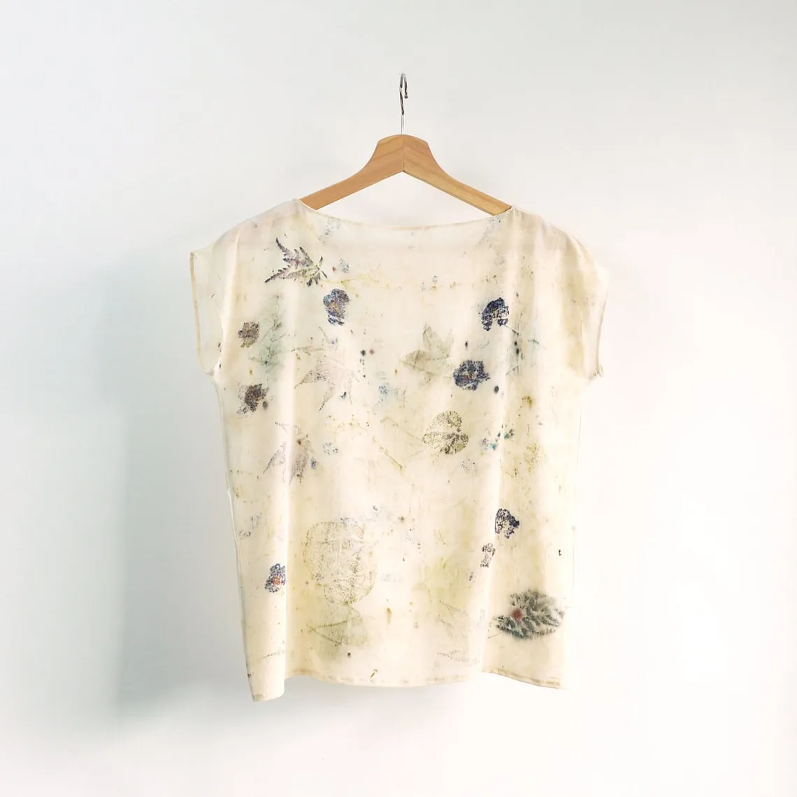 Leaf Print silk top. Eco print top, botanical natural dye silk top.