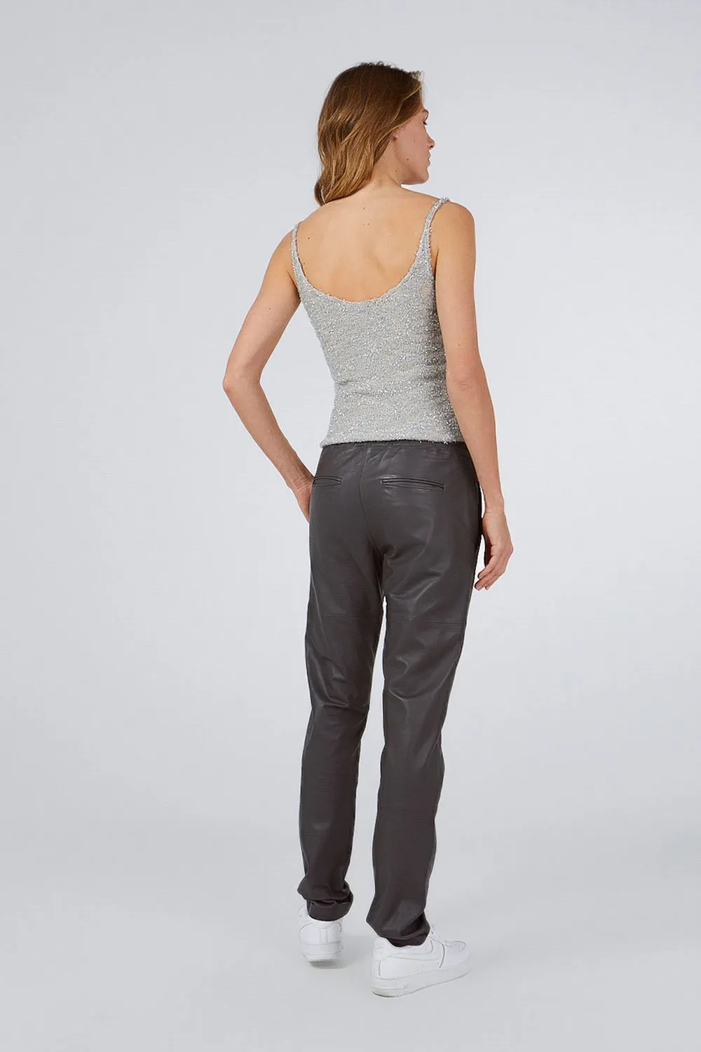 LEATHER PANTS GRAY